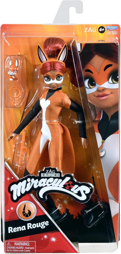 Miraculous Rena Rouge Doll 10.5" Fashion Doll with Accessories and Trixx Kwami by Playmates Toys, Orange