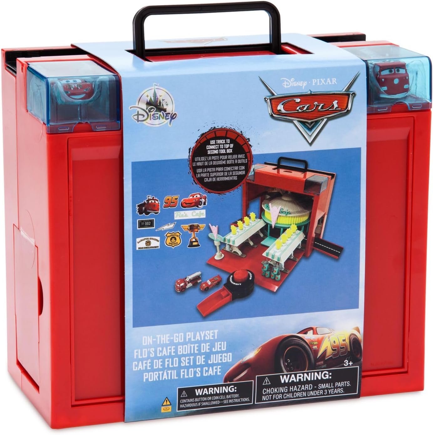 Disney Store Action Toys Pixar Car Play Set - Toolbox Case with Lightning Mcqueen & Red Die Cast Cars, Launcher, Flo'S V8 Cafe, Gas Pumps & More - Inspired by Disney Pixar Cars Films & Cars Land