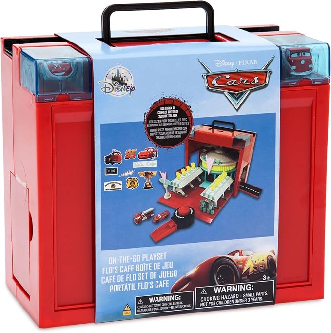 Disney Store Action Toys Pixar Car Play Set - Toolbox Case with Lightning McQueen & Red Die Cast Cars, Launcher, Flo's V8 Cafe, Gas Pumps & More - Inspired by Disney Pixar Cars Films & Cars Land