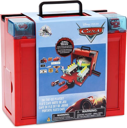 Disney Store Action Toys Pixar Car Play Set - Toolbox Case with Lightning McQueen & Red Die Cast Cars, Launcher, Flo's V8 Cafe, Gas Pumps & More - Inspired by Disney Pixar Cars Films & Cars Land