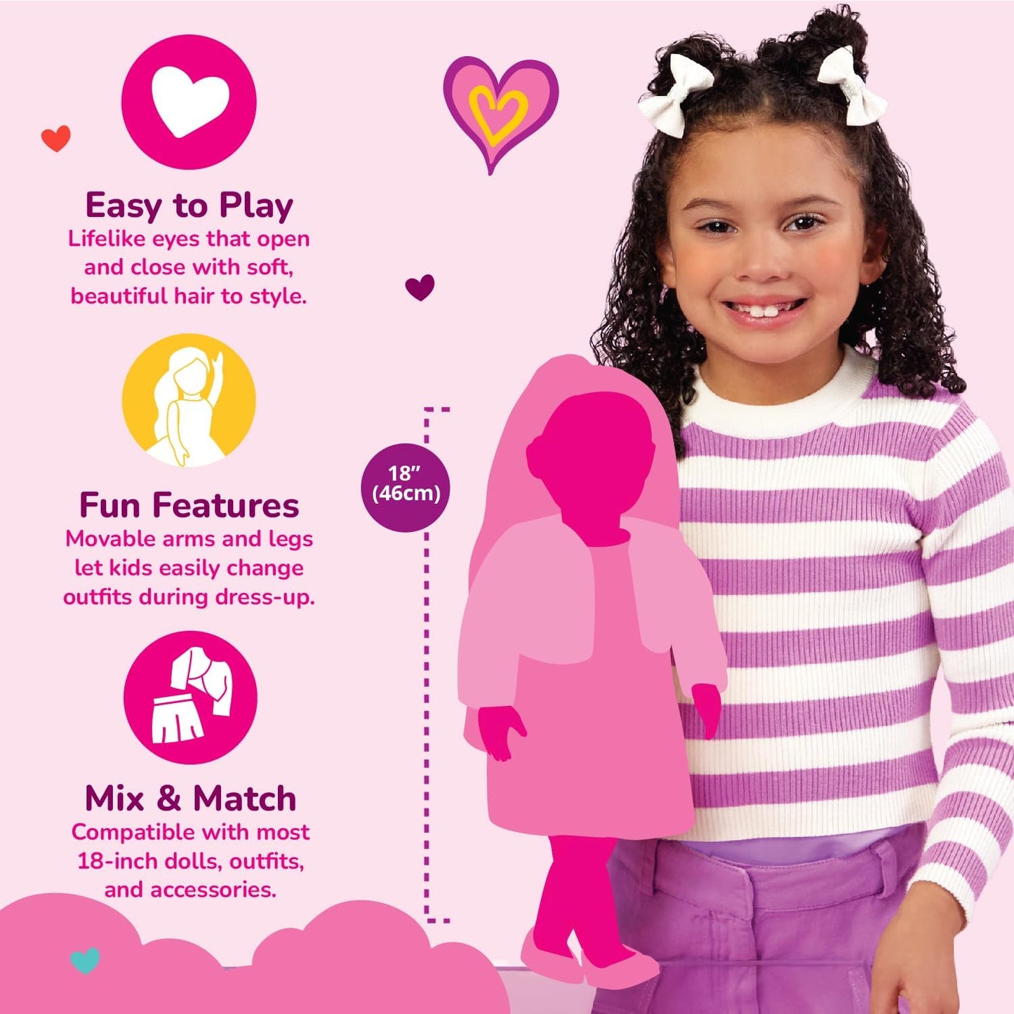 Our Generation Mindy & Pepper 18'' Doll & Pet Kitten Set
