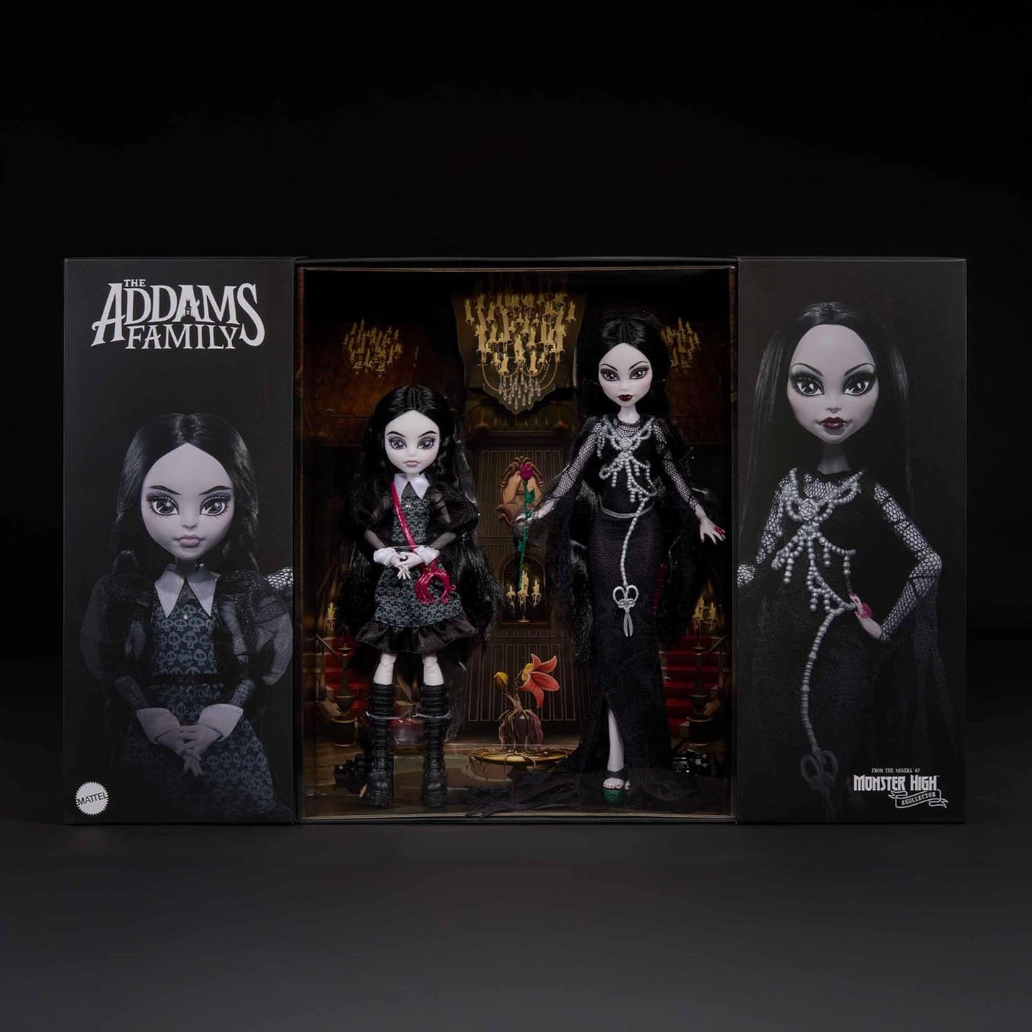 Monster High Skullector Addams Family Doll Two-Pack: Morticia & Wednesday, Fully Articulated Collectible Dolls with Certificate of Authenticity