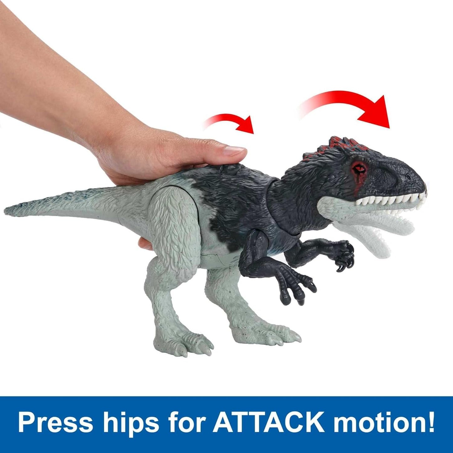 Mattel Jurassic World Wild Roar Dinosaur Toy – Eocarcharia with Sound, Attack Move & Digital Play (11")