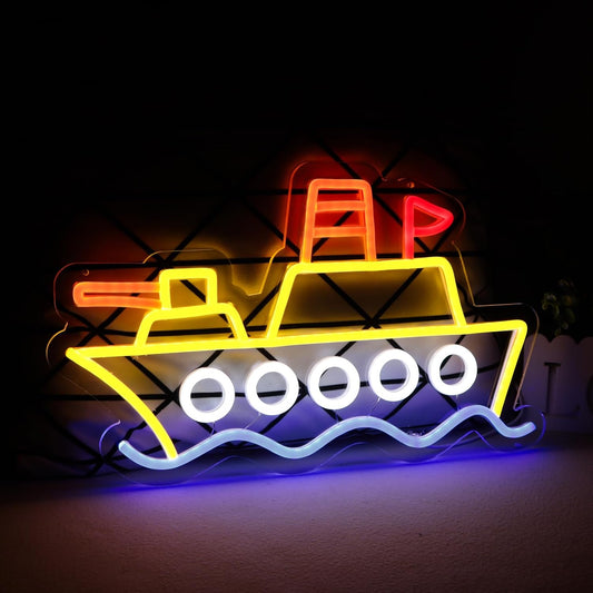 Aircraft Carrier Neon Sign for Wall Decor，Dimmable LED Battleship Toy Neon Light, Neon Sign for Toy Warships,Aircraft Carrier Toy for Kids Boys Girls Gifts 16.1 * 9.6 Inch
