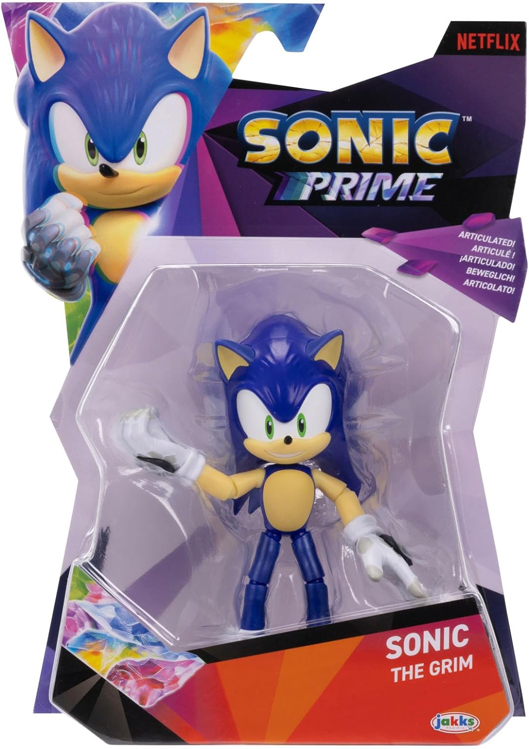 Sonic Prime 5-Inch Sonic - the Grim Action Figure 13 Points of Articulations. Ages 3+ (Officially Licensed by Sega and Netflix)