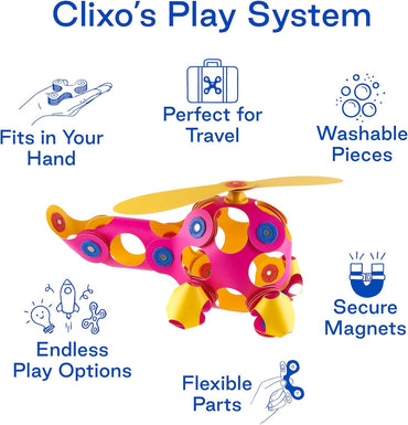Clixo Crew 30 Piece Pack - The Flexible, Durable, Imagination-Boosting Magnetic Building Toy - Modern, Modular Designs for Hours of STEM Play. A Multi-Sensory Magnet Toy Experience Anywhere! Ages 4-99
