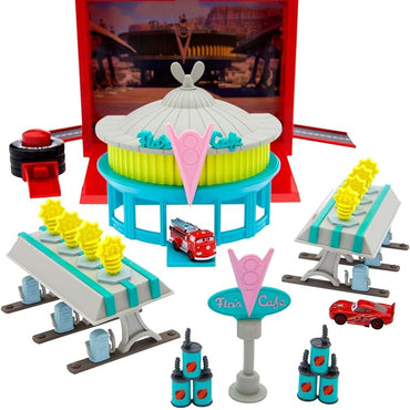 Disney Store Action Toys Pixar Car Play Set - Toolbox Case with Lightning McQueen & Red Die Cast Cars, Launcher, Flo's V8 Cafe, Gas Pumps & More - Inspired by Disney Pixar Cars Films & Cars Land