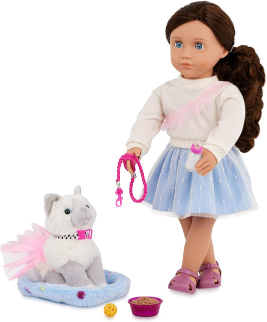 Our Generation Mindy & Pepper 18'' Doll & Pet Kitten Set