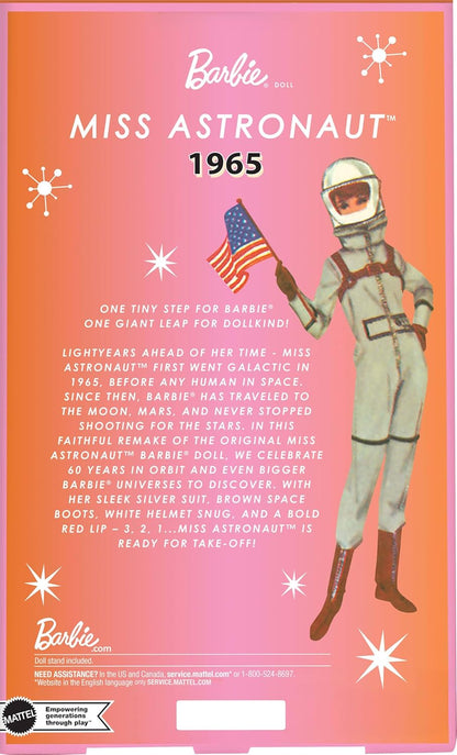 Barbie Miss Astronaut Doll Collectible with Silver Suit, Space Boots & Helmet Accessory, 1965 Vintage Repro