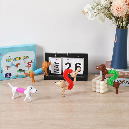 Dog pop Tubes fidgets, Stocking Stuffers for Kids, Sensory Toys for Kids 5-7, fidgets for Toddler, Toddler Stocking Stuffers, Easter Egg fillers(4 Pack Dog)