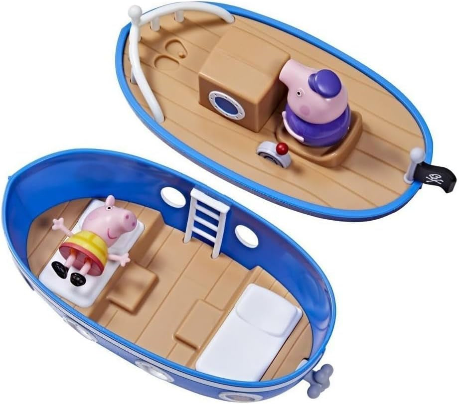 Peppa’S Adventures Grandpa Pig’S Cabin Boat Vehicle Preschool Toy: 1 Figure, Removable Deck, Rolling Wheels, for Ages 3 and Up
