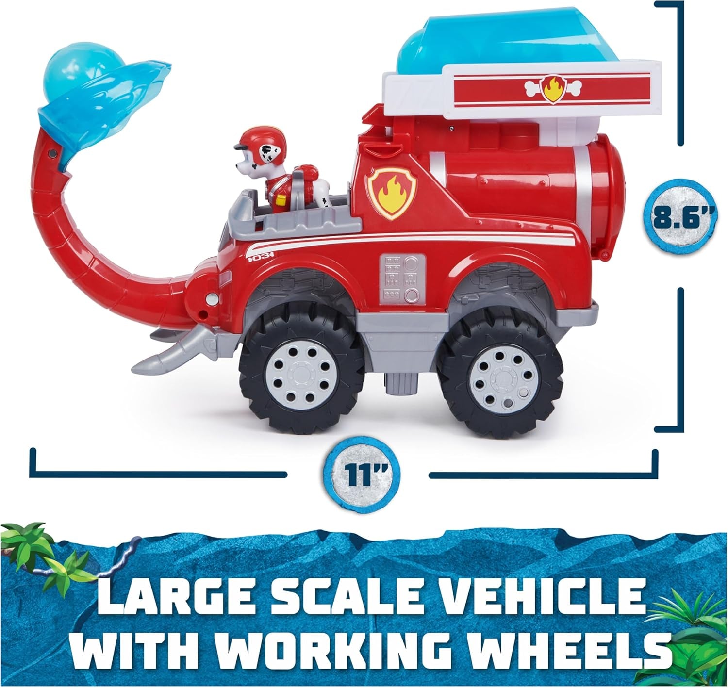 Jungle Pups, Marshall Elephant Firetruck with Projectile Launcher, Toy Truck with Action Figure, Kids Toys for Boys & Girls Ages 3 and Up