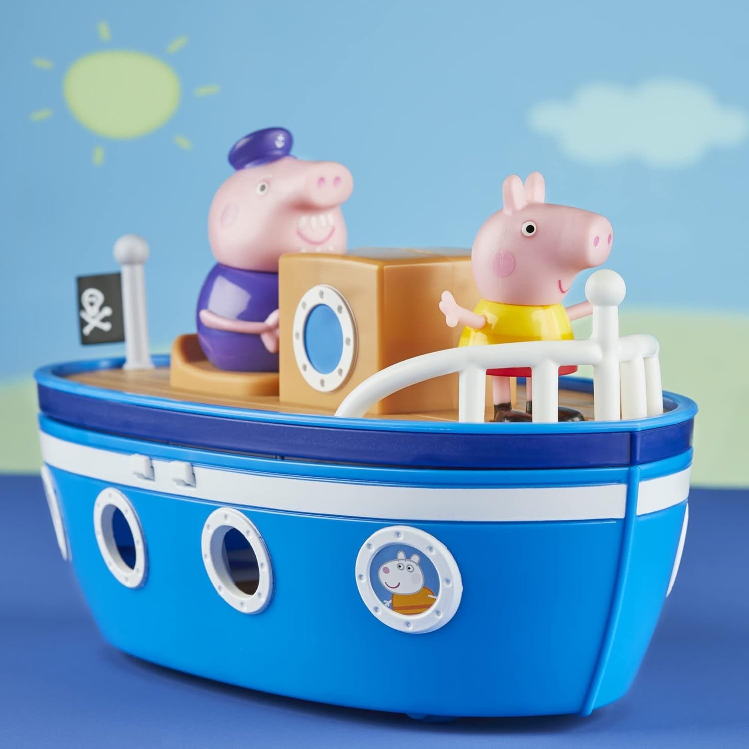 Peppa’S Adventures Grandpa Pig’S Cabin Boat Vehicle Preschool Toy: 1 Figure, Removable Deck, Rolling Wheels, for Ages 3 and Up