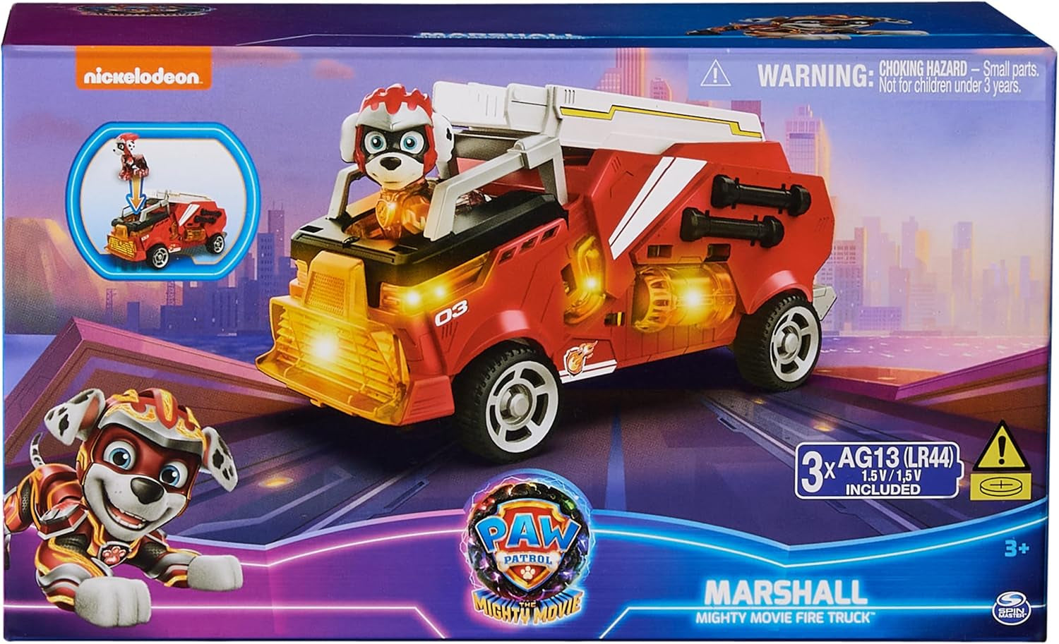 : the Mighty Movie, Firetruck Toy with Marshall Mighty Pups Action Figure, Lights and Sounds, Kids Toys for Boys & Girls 3+