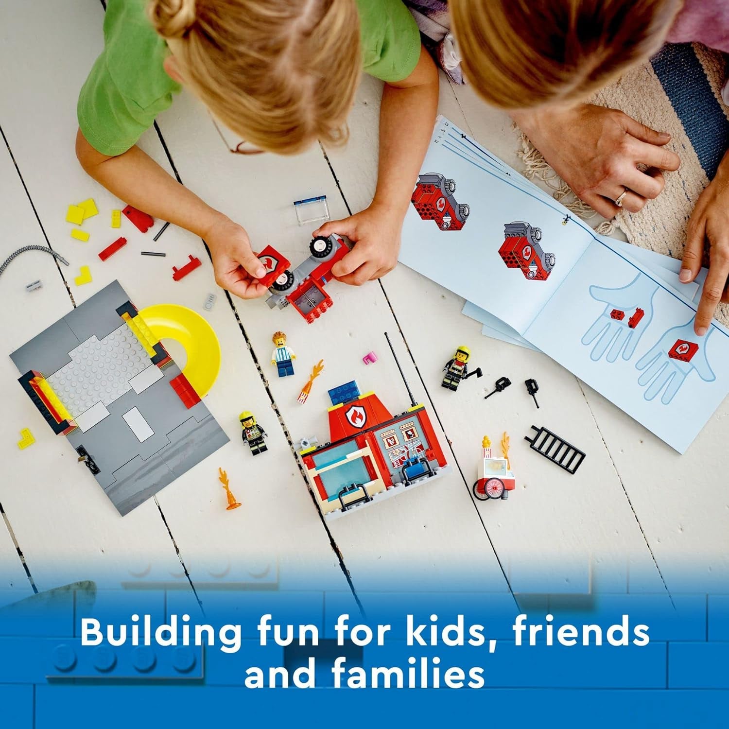 City Fire Station and Fire Engine 60375, Pretend Play Fire Station with Firefighter Minifigures, Educational Vehicle Toys for Kids Boys Girls Age 4+