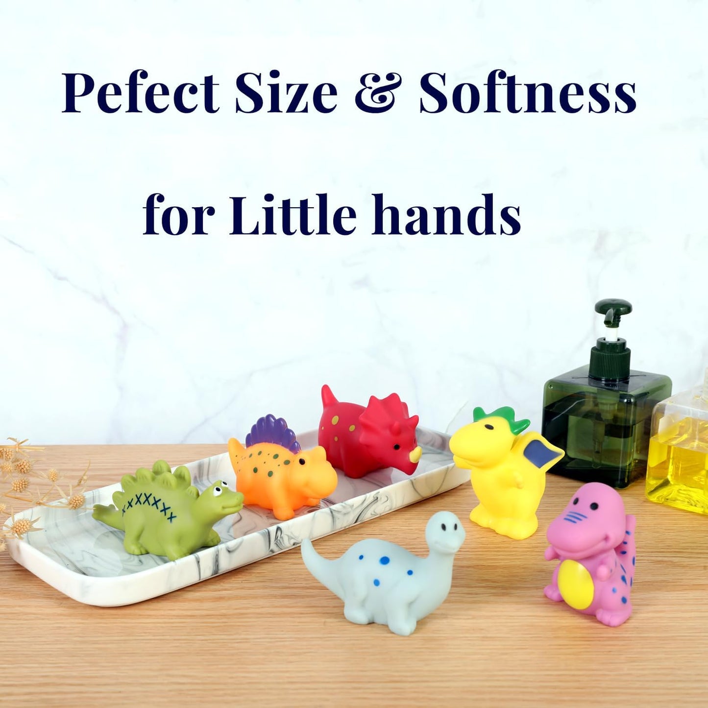 Bath Toys No Hole, for Infants 6-12& Toddlers 1-3, No Hole Bathtub Toys (Dinosaur, 6 Pcs with Mesh Bag)