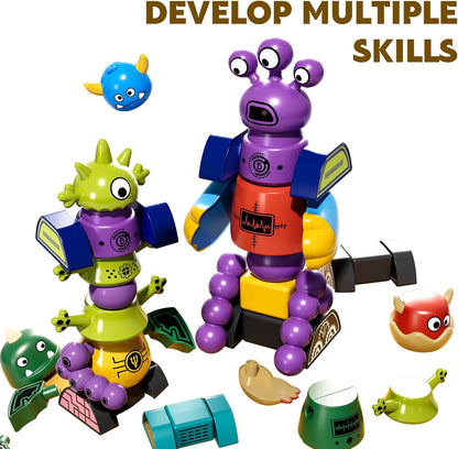 Magnet Robot Toy for Kids 3-5 Years Old - Monster Magnet Toys Stacking Transform Toys with Storage Box, Set for Boys Age 3 4 5 6 7 Years Old Boys, Christmas and Birthday Gifts