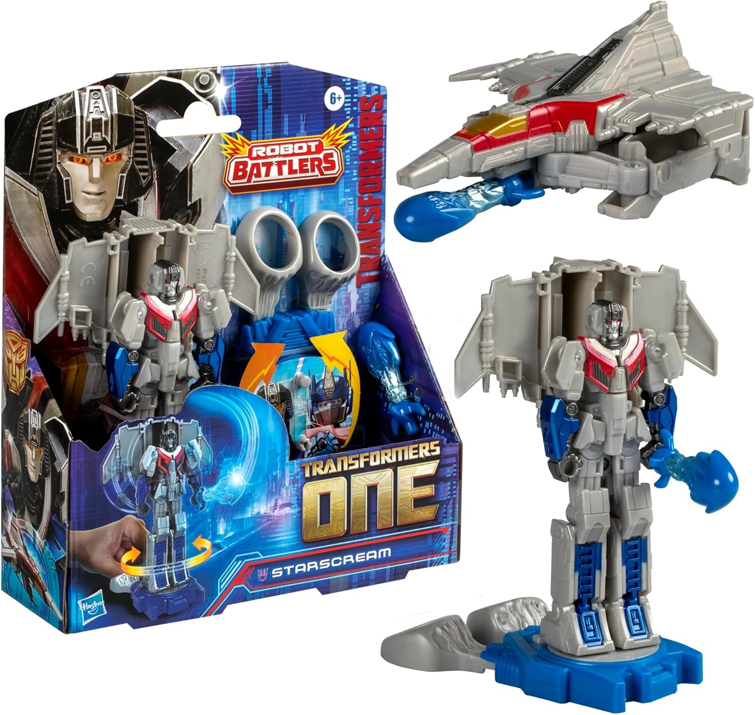 One Robot Battlers Starscream, 4.5-Inch Robot Action Figure, Interactive Toys for Boys and Girls Ages 6 and Up