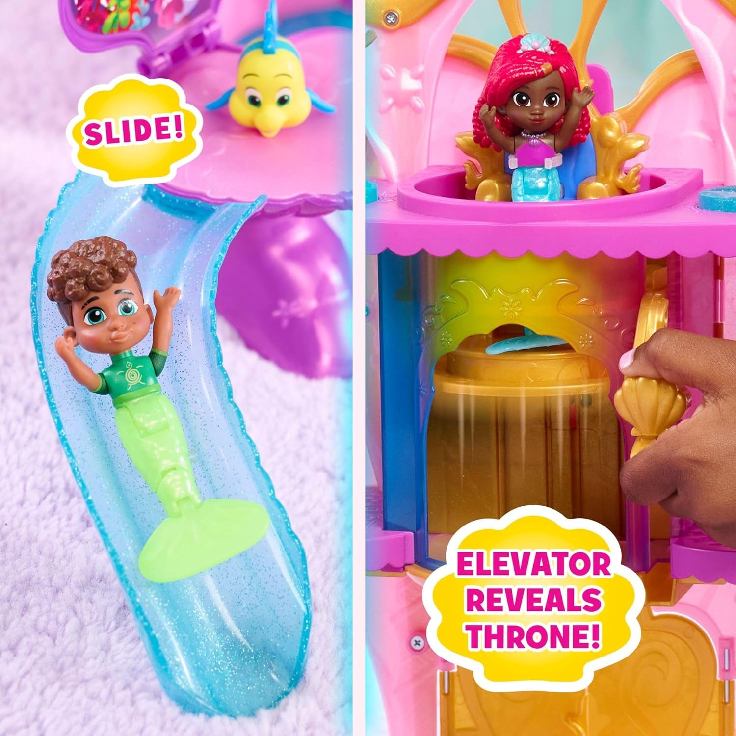 Disney Junior Ariel Deluxe Atlantica Palace Playset and 4-Inch Figures, Lights and Sounds, 20-Pieces, Kids Toys for Ages 3 Up