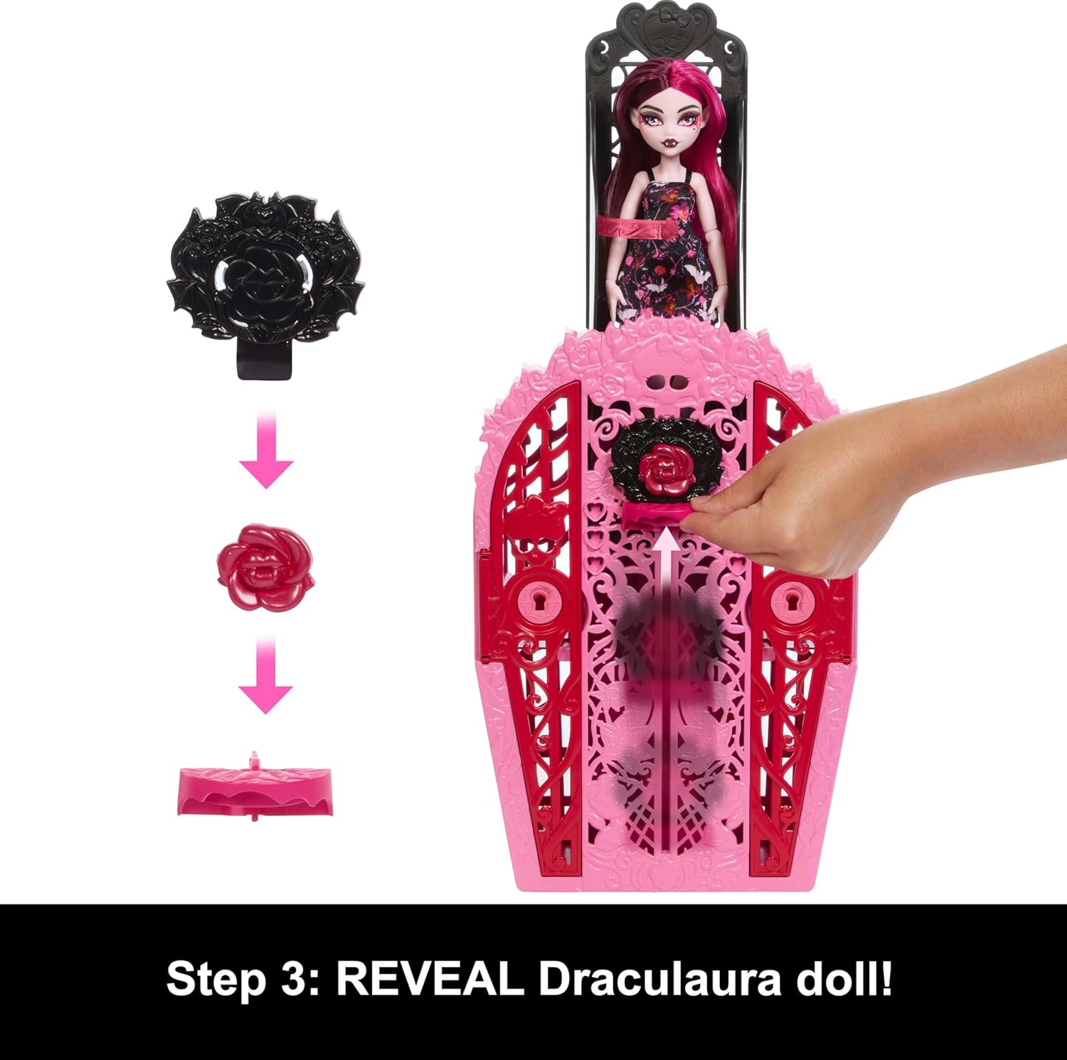 Monster High Skulltimate Secrets Doll & Accessories Set, Garden Mysteries Draculaura with Reveal Closet & 19+ Tea Party Surprises like Clothes