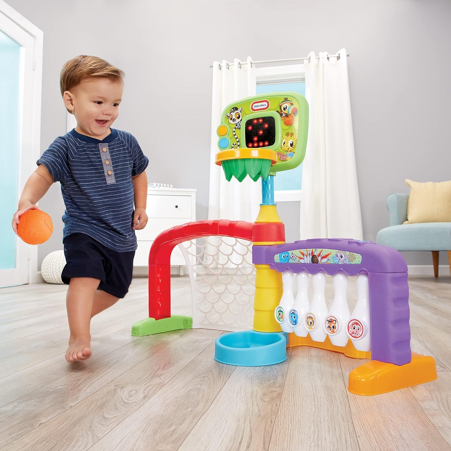 Little Tikes Learn and Play 3-in-1 Sports Zone 75+ Sounds Adjustable Hoop