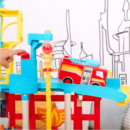 Disney Junior Firebuds HQ Playset with Lights, Sounds, Fire Truck Toy, Action Figure and Vehicle Launcher, Kids Toys for Boys and Girls Ages 3 and Up