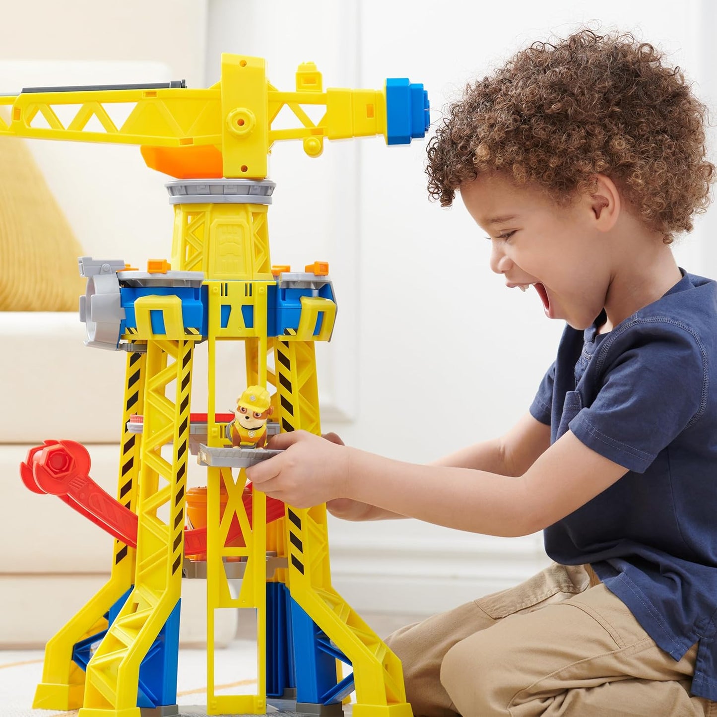 Rubble & Crew, Bark Yard Crane Tower Playset with Rubble Action Figure, Toy Bulldozer & Kinetic Build-It Play Sand, Kids Toys for Boys & Girls 3+