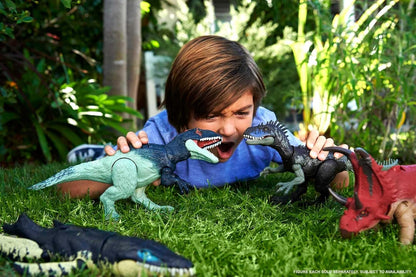 Mattel Jurassic World Wild Roar Dinosaur Toy – Eocarcharia with Sound, Attack Move & Digital Play (11")