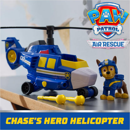 Air Rescue Chase Action Figure & Hero Helicopter Toy with Projectile Launcher & 2 Projectiles, Kids Toys for Boys & Girls Ages 3+