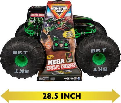 Monster Jam, Official Mega Grave Digger All-Terrain Remote Control Monster Truck with Lights, 1:6 Scale, Kids Toys for Boys and Girls Ages 4-6+