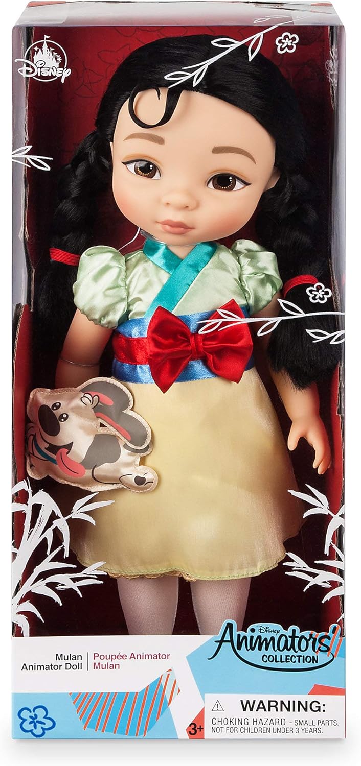 Disney Store Animators' Collection Mulan Doll - 16 Inches, Includes Little Brother with Molded Details, Fully Posable Toy in Satin Dress - Suitable for Ages 3+ Toy Figure