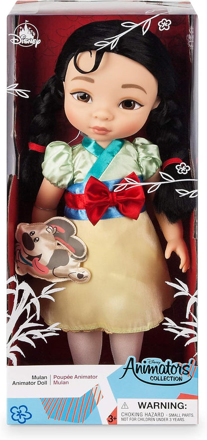 Disney Store Animators' Collection Mulan Doll - 16 Inches, Includes Little Brother with Molded Details, Fully Posable Toy in Satin Dress - Suitable for Ages 3+ Toy Figure