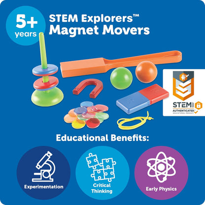 STEM Explorers -Ages 5+, Magnet Movers, Critical Thinking Skills, STEM Certified Toys, Magnets Kids,Magnet Set,Back to School Supplies,39 Pieces