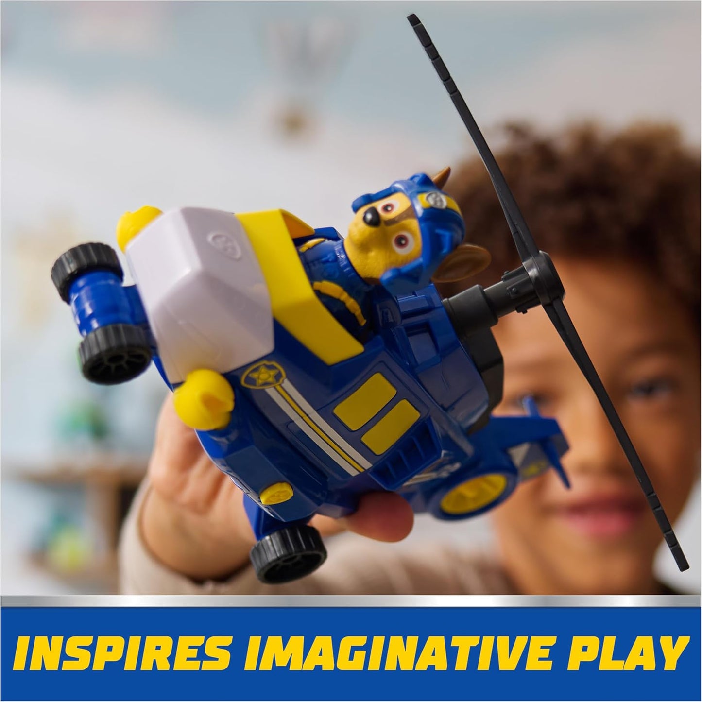 Air Rescue Chase Action Figure & Hero Helicopter Toy with Projectile Launcher & 2 Projectiles, Kids Toys for Boys & Girls Ages 3+