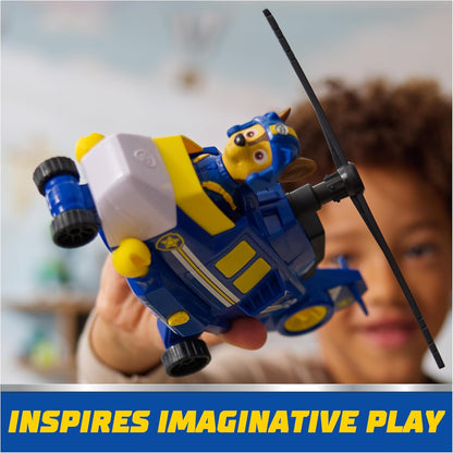 Air Rescue Chase Action Figure & Hero Helicopter Toy with Projectile Launcher & 2 Projectiles, Kids Toys for Boys & Girls Ages 3+