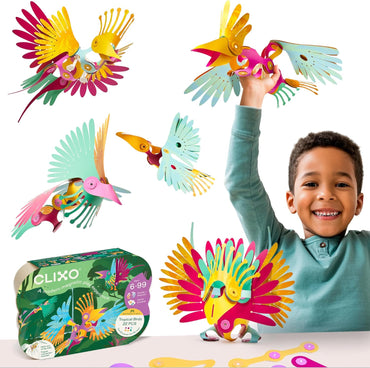 Clixo Jungle Birds flexible magnetic construction set with colorful bird pieces