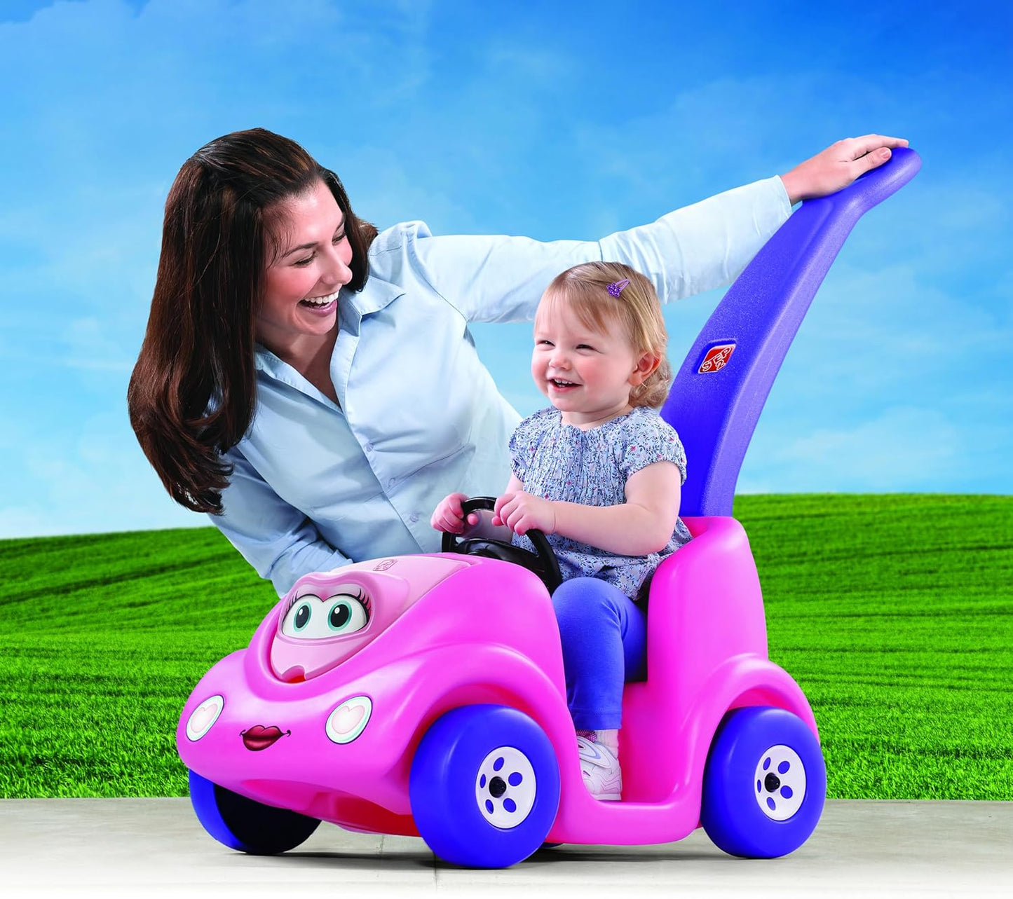 Step2 Push Around Buggy Kids Push Car, Ride On Toy, Stroller Substitute, Includes Seat Belt & Horn, Made of Durable Plastic, Max Weight 50 lbs., For Toddlers 1.5-4 Years Old, Pink
