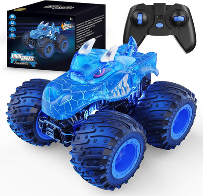 Remote Control Monster Truck for Kids – 2.4GHz All-Terrain RC Car with Light Spray & LED Effects – Gift for Boys & Girls Ages 3–8