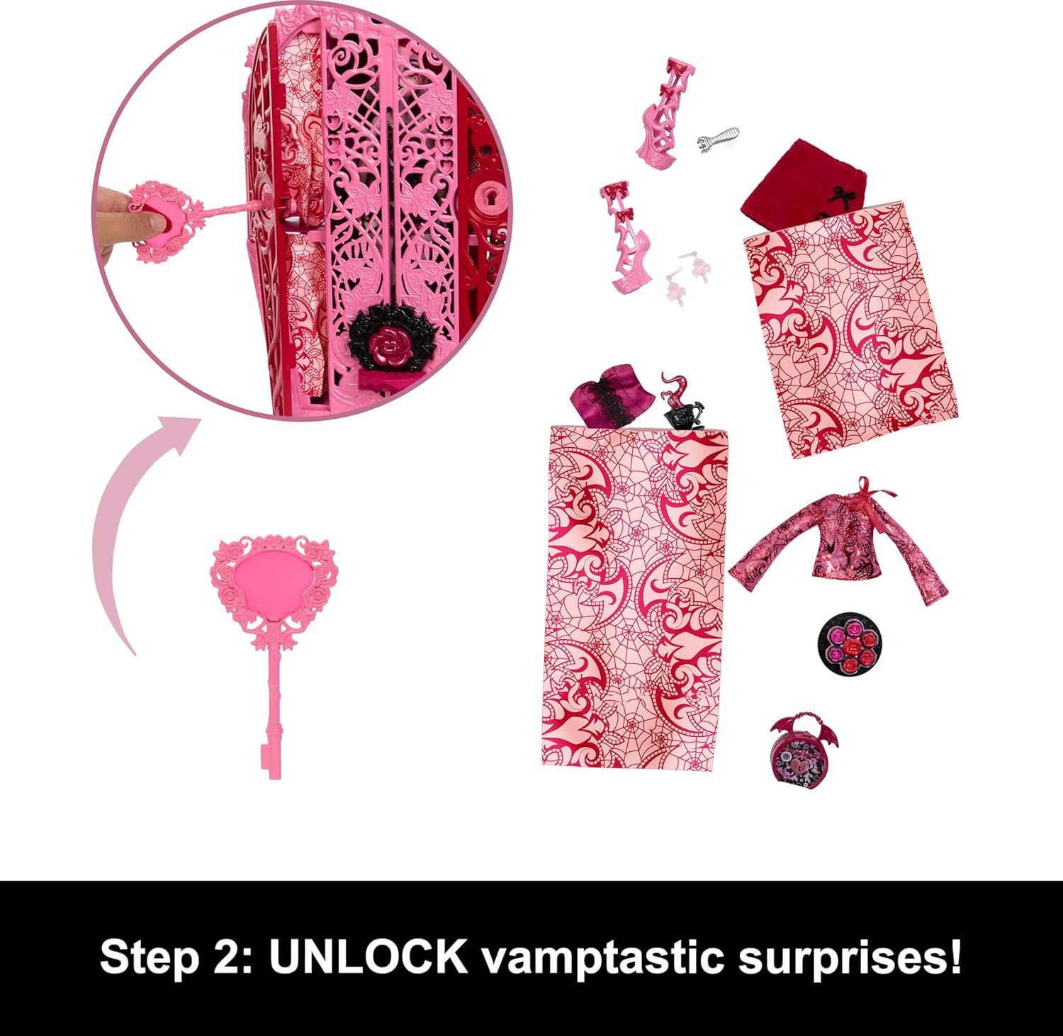 Monster High Skulltimate Secrets Doll & Accessories Set, Garden Mysteries Draculaura with Reveal Closet & 19+ Tea Party Surprises like Clothes