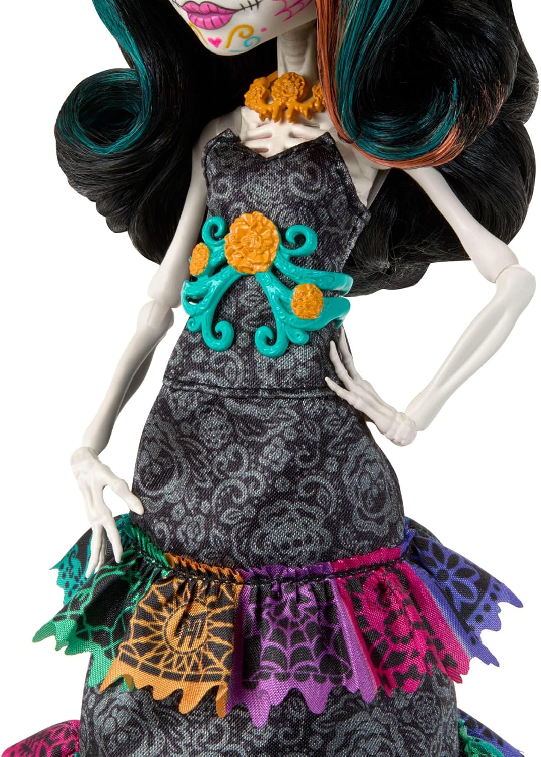 Monster High Skelita Calaveras doll in traditional Mexican Day of the Dead inspired outfit