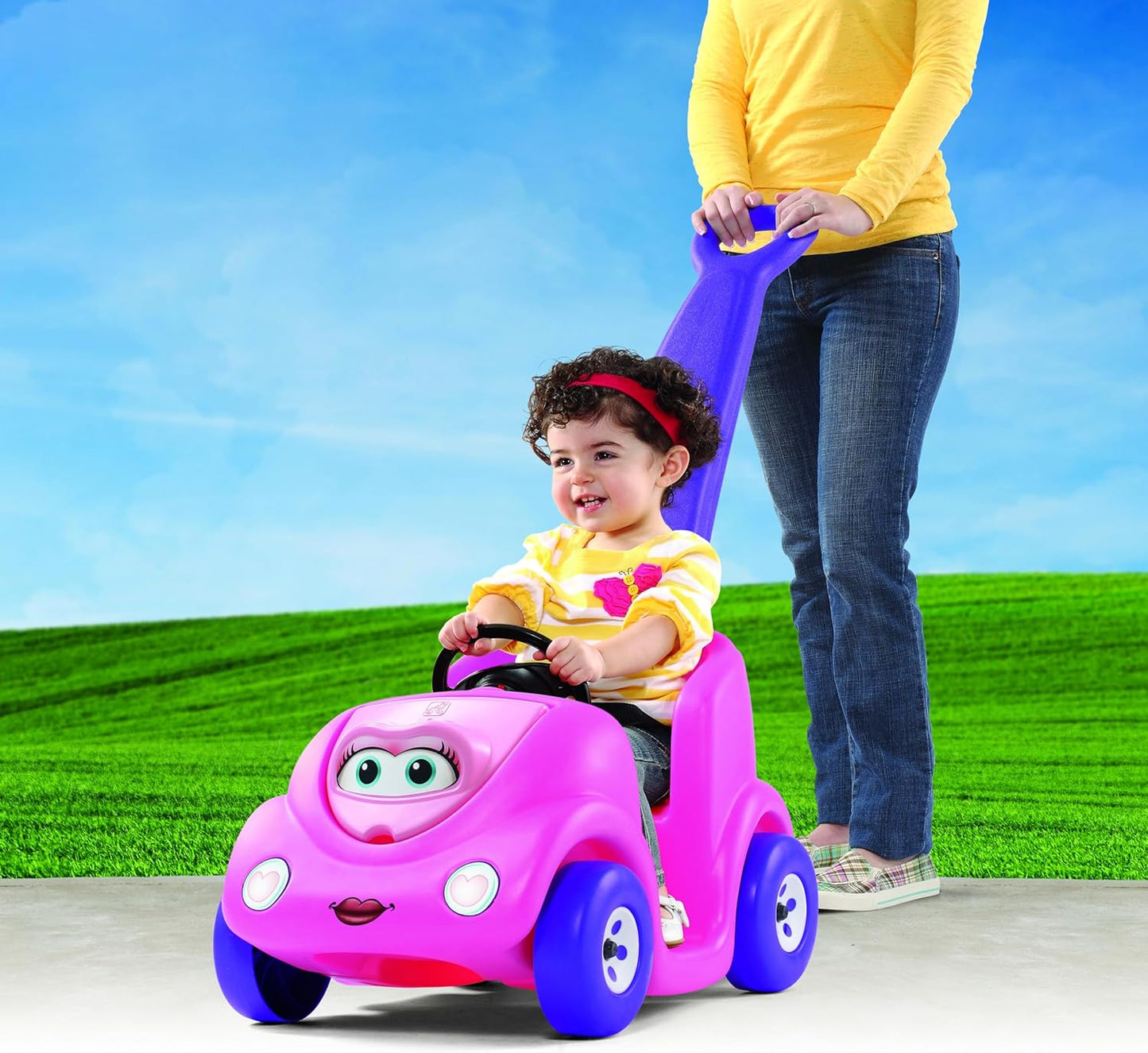 Step2 Push Around Buggy Kids Push Car, Ride On Toy, Stroller Substitute, Includes Seat Belt & Horn, Made of Durable Plastic, Max Weight 50 lbs., For Toddlers 1.5-4 Years Old, Pink