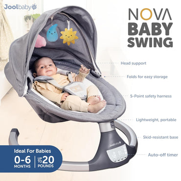 JOOL BABY Nova Motorized Infant Baby Swing - Gray (2024 version)