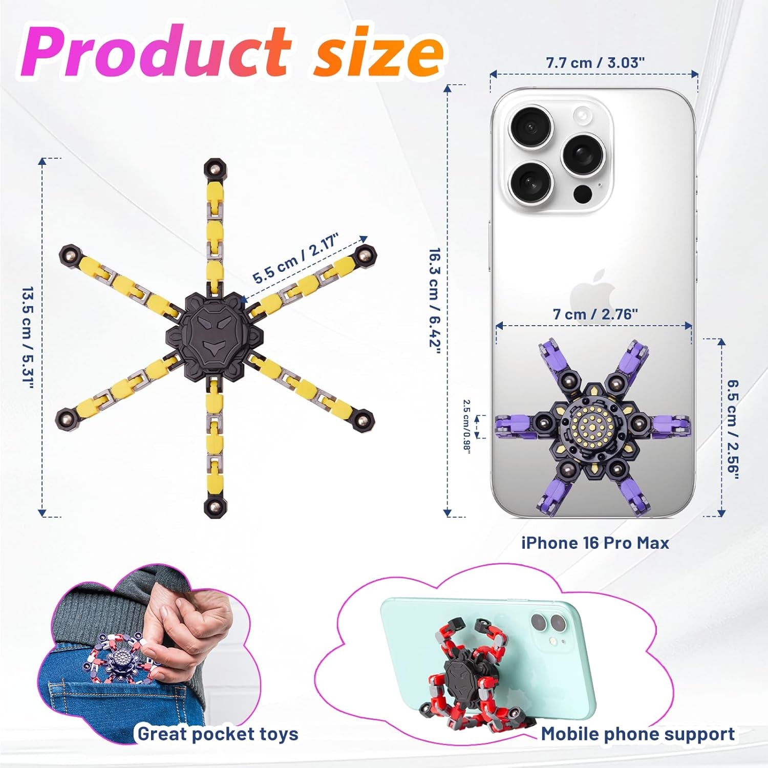 Transformable Fidget Spinners 4 Pcs for Kids and Adults Stress Relief Sensory Toys for Boys and Girls Fingertip Gyros for Party Favors Stocking Stuffers Bulk for Kids
