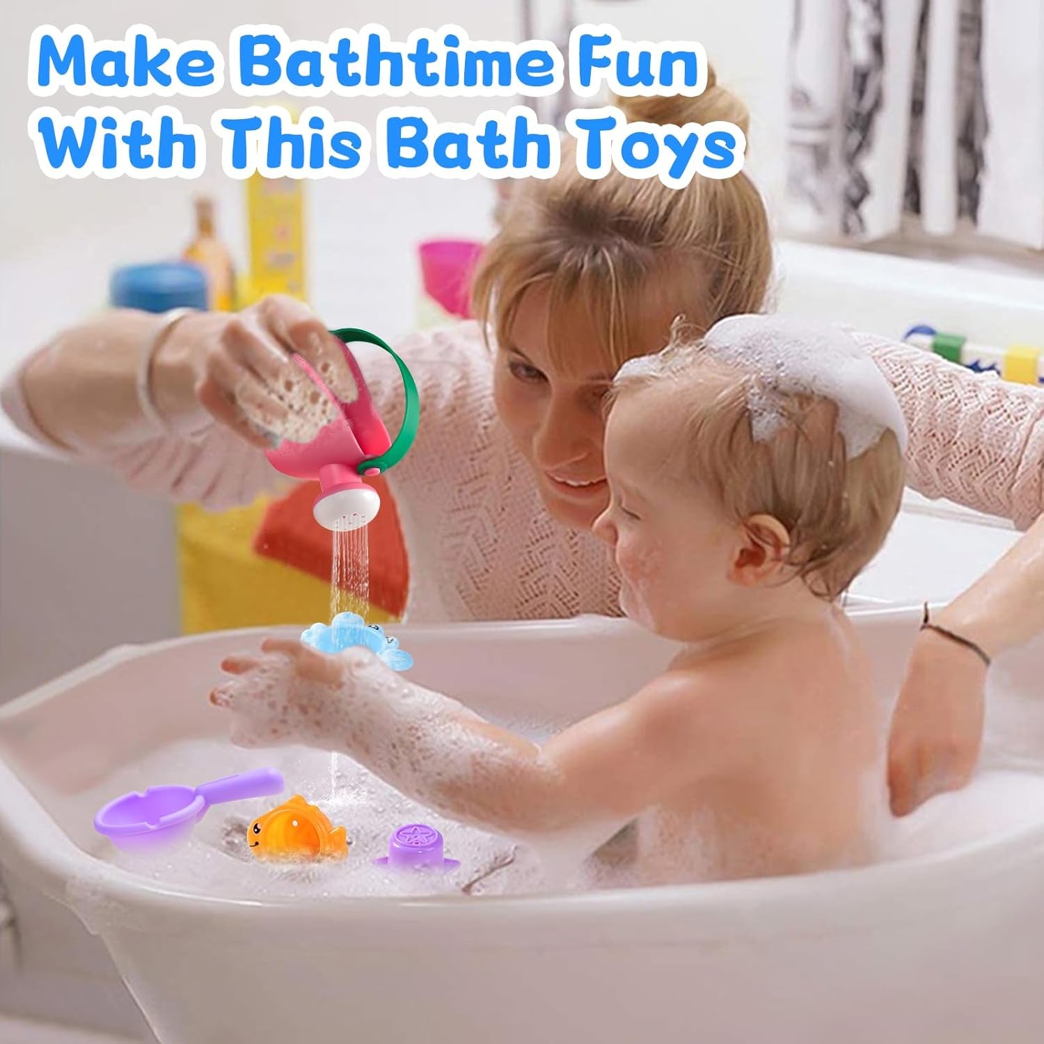 Baby Bath Toys for Kids Ages 1-3 5 PCS Toddler Bath Toys for 2-4 Bathtub Water Toys Baby Gifts (Color Random)