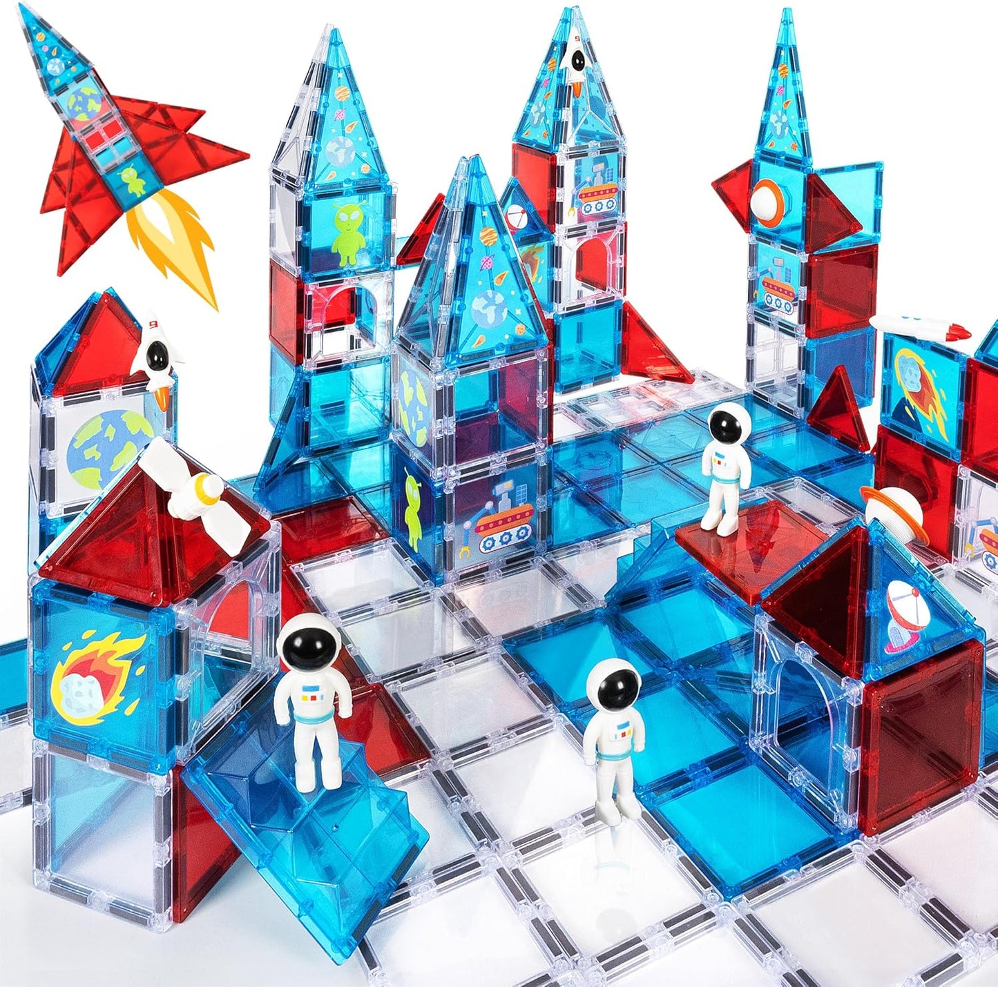 Magnetic Tiles Firefighter Set, Magnetiles with Firefighter, Magnetic Tiles for Kids Ages 4-8, STEM Toys, Magnet Blocks for Boys and Girls, Creative Building Toys, Firefighter