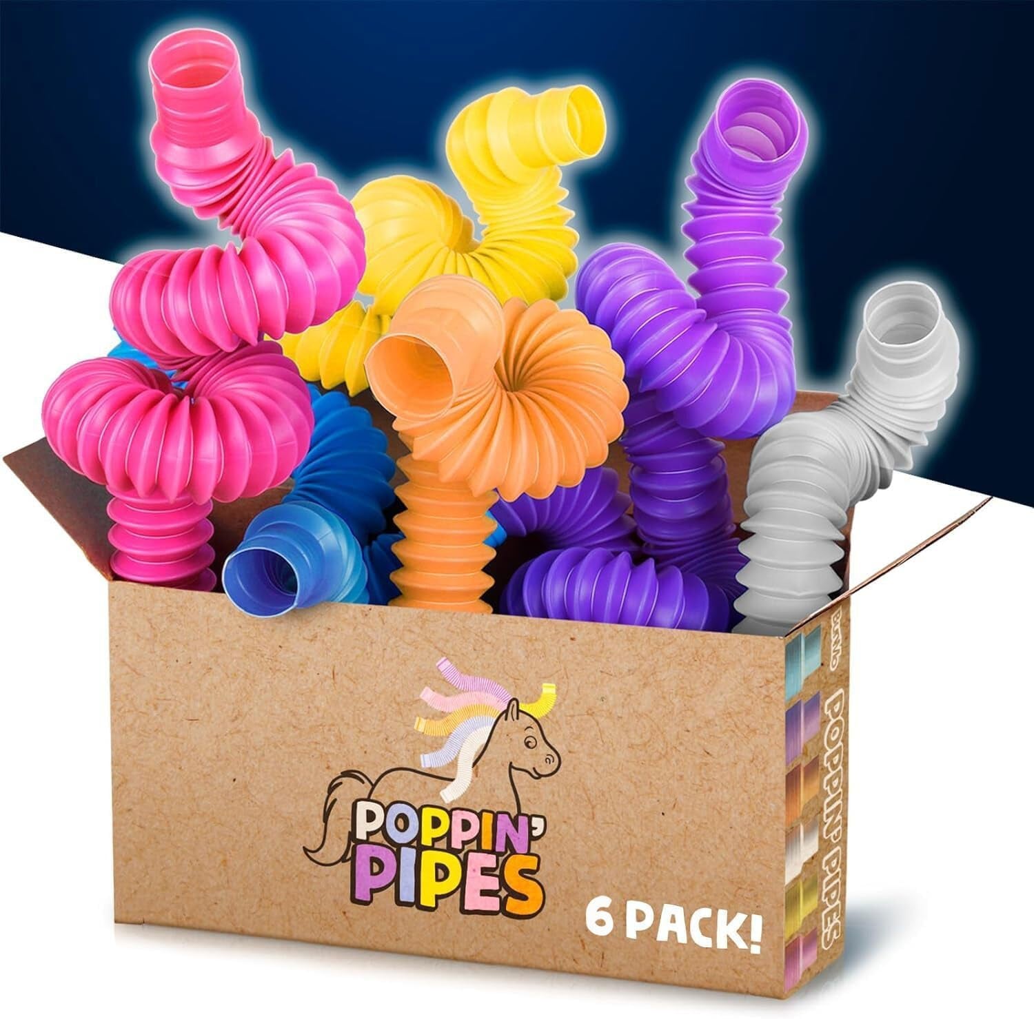 Pop Tubes - Sensory Toys - Toddler Toys - Imaginative Play & Stimulating Creative Learning - Hours of Fun for Kids - Tons of Ways to Play - Non-Mouthable Toy 3+ - 4 Pack Large