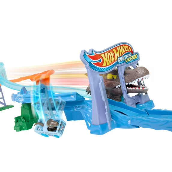 Jurassic World Hot Wheels Racer Verse Rebirth Crash and Splash Track Set