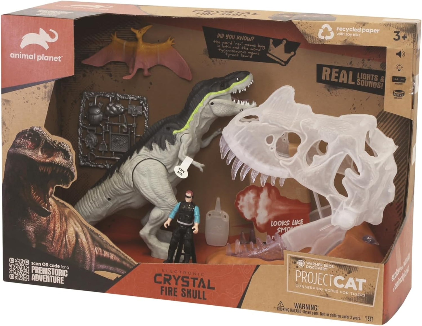 Animal Planet Crystal Fire Skull Dino Playset Light-Up Water Vapor Roaring Sound