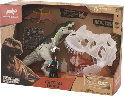 Animal Planet Crystal Fire Skull Dino Playset Light-Up Water Vapor Roaring Sound