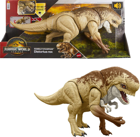Jurassic World Rebirth Villain Dino Action Figure – 22" Rumble ’N Rampage Dinosaur Toy with 2 Attacks